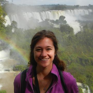 Amanda in front of rainbow